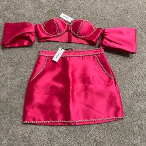 NWT Nasty Gal Embellished Hot Pink Set